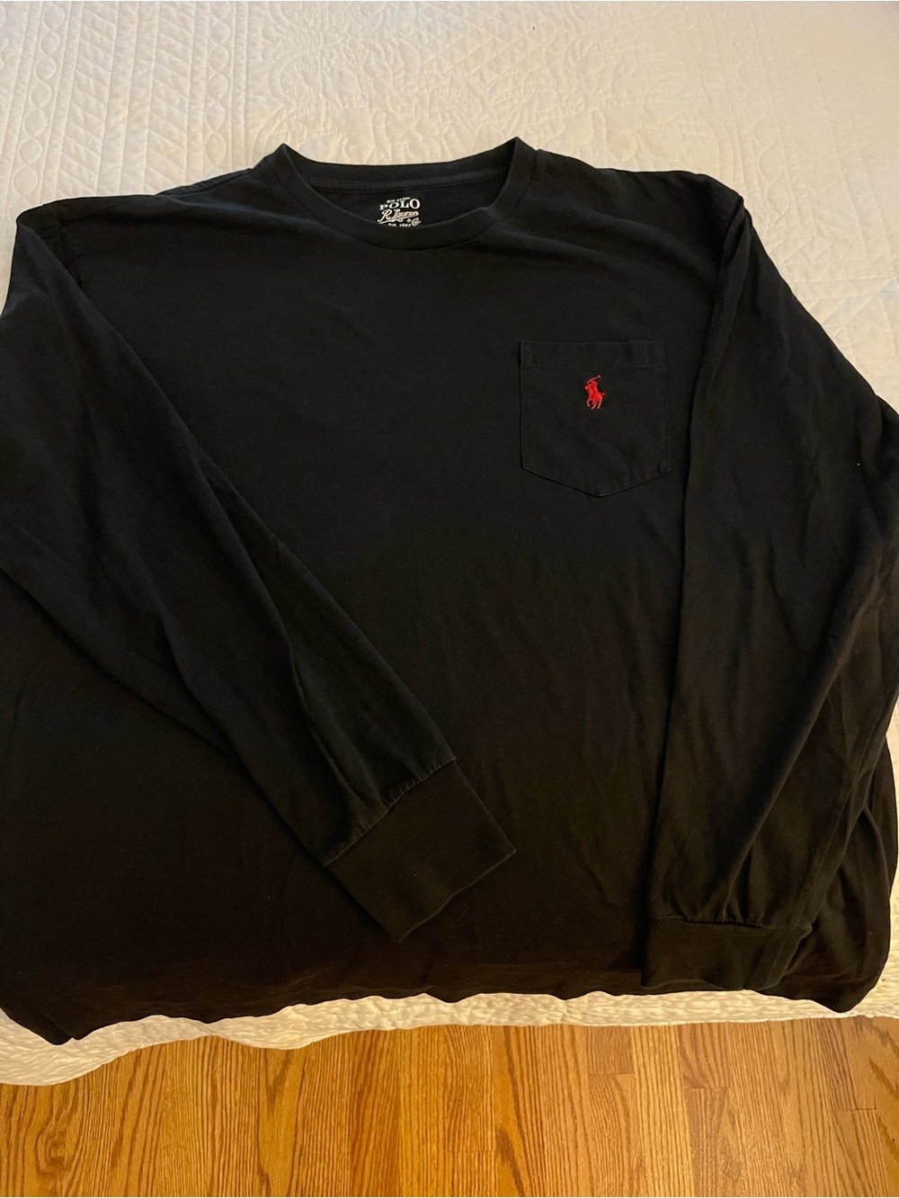 Polo by Ralph Lauren Black Long-Sleeve Pocket Tee with Red Pony